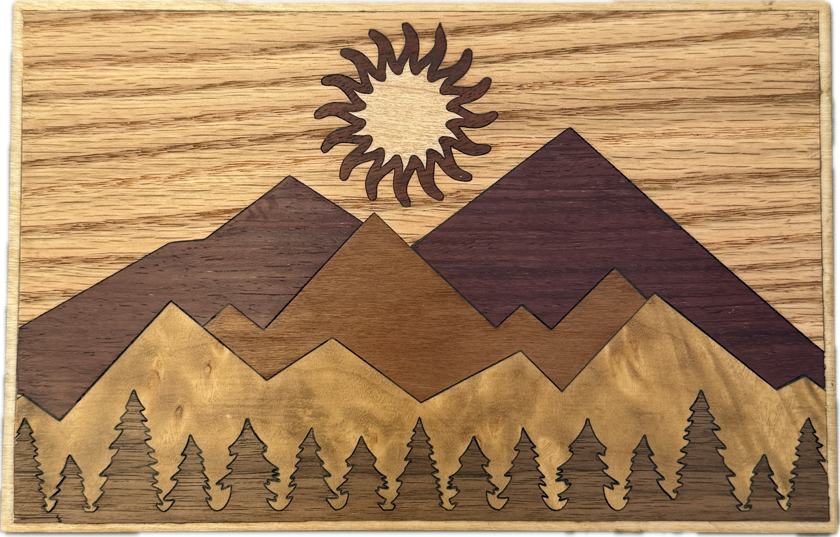 Mountain Sunset Scene in Exotic Veneers